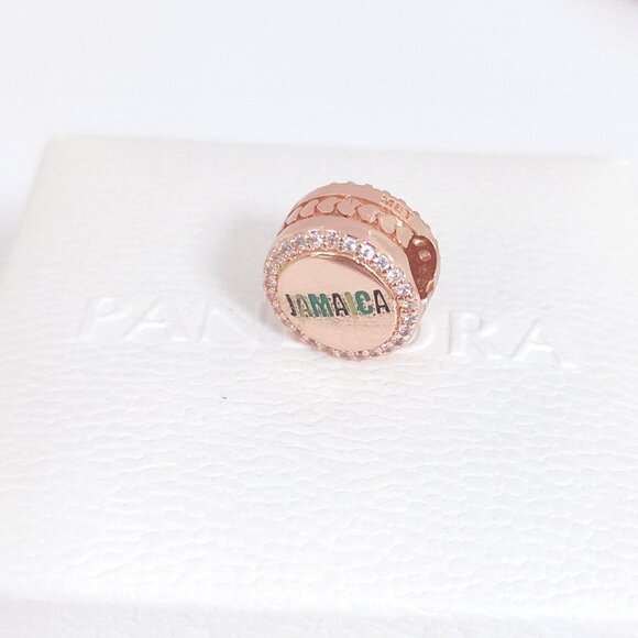 Pandora Jamaica Flag Exclusive Bead Charm Rose Gold Plated with box - Picture 2 of 7